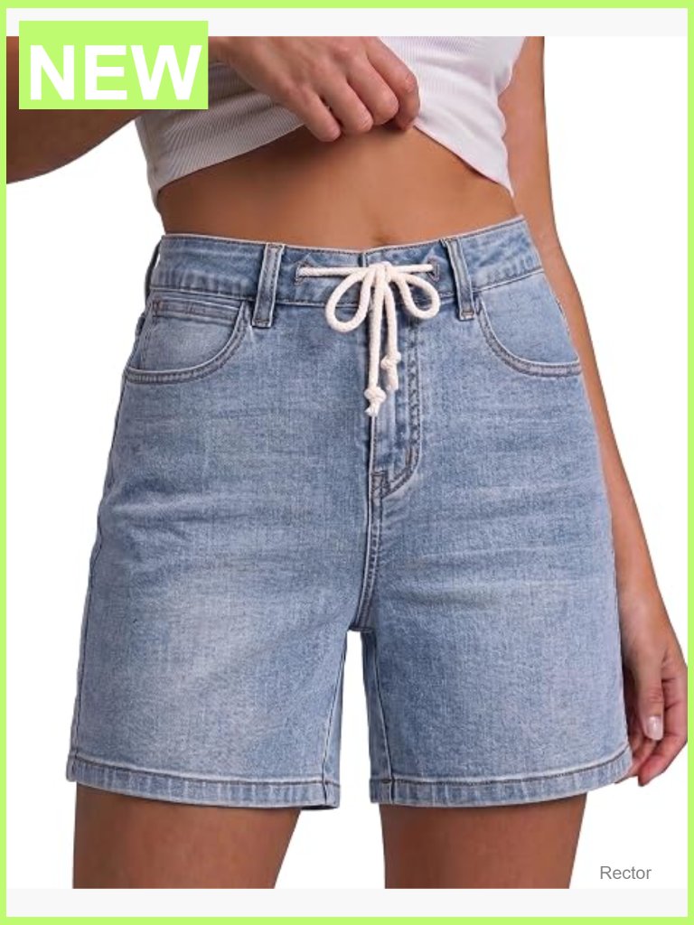 High Waisted Stretchy Jean Shorts With Pockets 5.5" Inseam